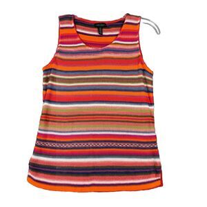 Lauren Ralph Lauren Sweater Women Large Rainbow Striped Layering Colorful Preppy